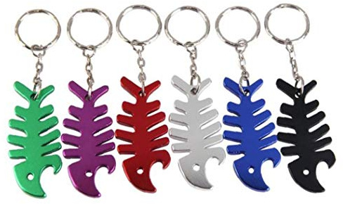 Botella De Cerveza Abridor 10pcs Hueso De Pescados De La Aleación De Aluminio Abrebotellas Llavero Anillo De Cocina Accesorios Gadgets (Colores Aleatorios)