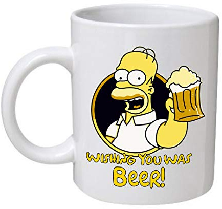 Funny The Simpsons Wishing You was Beer Mug