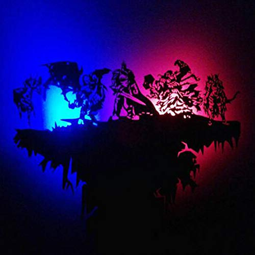 Smotly Vinyl Record Horloge Murale Comique, Nuit Fonction lumière, World of Warcraft Idées Mute Mur de LED 7 Couleurs, Dessin animé Horloge Murale 3D Classic Home Decor