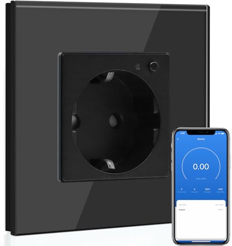 BSEED WLAN Smart Steckdose 16A mit Strommessung,1 Fach Intelligente Steckdose mit Verbrauchsmessung und Energiekosten-Messer,arbeitet mit Amazon Alexa,Google Home,Timerfunktion Schwarz