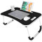 unycos - Bandeja para Cama, Mesa Plegable de Desayuno, Ideal para Portátil, Ordenador y Libros, Ergonómica, Mesa Auxiliar con Atril para Leer en la Cama 60x40x26 cm (Negro sin Cajón)