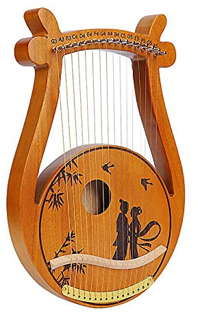 Mahagoni Massivholz Lyre Harp, 10/16/19 String Multiple Styles Harp Instrument mit Tuning-Schlüssel, Plektren, bestes Geschenk für Erwachsene Kinder (Color : 16Strings B)