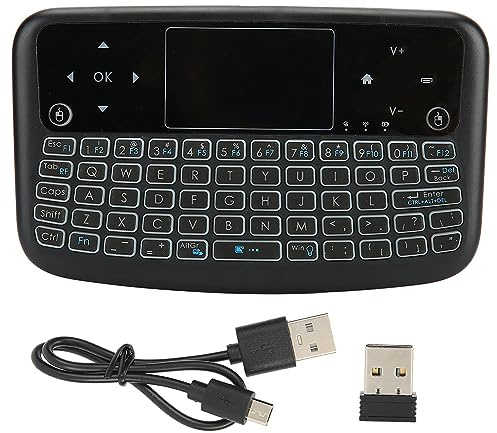 Okuyonic Clavier sans Fil Rechargeable Clavier Compact Air Mouse Touchpad, Mini Clavier Télécommande Clavier Multifonction pour Smart TV pour Ordinateur Portable