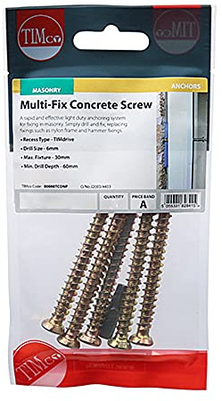 TIMCO Tornillos de Concreto Planos Avellanados Oro - 7,5 x 50
