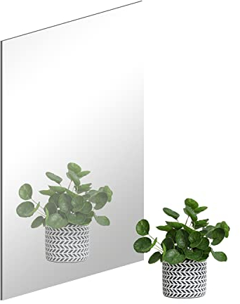 DRERIO 40 * 30cm Selbstklebender Acrylspiegel HD Klebespiegel Großer rahmenloser Kunststoffspiegel 3 mm verdickte Acrylspiegelfliesen Unzerbrechlicher Spiegel Rechteckig Wandklebespiegel für Zuhause