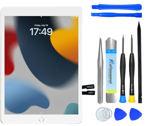 NB+ Digitizer Touch Screen per iPad 9 Display 10,2 pollici, iPad 2021(A2602 A2603 A2604 A2605) Generazione, con set di attrezzi, con pre-adesivo (bianco)