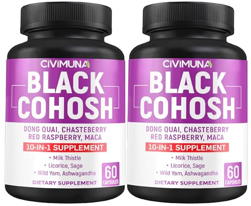 CIVIMUNA Black Cohosh Capsules with Black Cohosh, Dong Quai, Chasteberry and More - 120 Capsules for 4 Months Supply (Pack of 2)