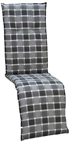 NYVI Auflage Barcelona für Relaxliegen/Relaxstühle 171x50 cm Grau/Anthrazit Karo - Liegenauflage mit Komfortschaumkern und Bezug - Sitzpolster für Gartenliegen & Relaxsessel