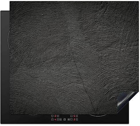 KitchenYeah© Herdabdeckplatte Einteilig Küche Herdabdeckung Induktionsfeld Ceranfeld Herdabdeckplatten Vinyl Matte Aufrollbar Beton - Schwarz - Grau - Massiv - Industrial - 60x52 cm