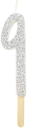 PME Silver Glitter Number Candle 9