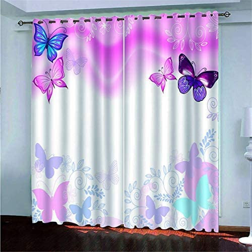 Kinder Vorhang Blickdicht Thermovorhang Einfacher Rosa Schmetterling Gardinen Wohnzimmer Vorhänge Kinderzimmer Geräuschreduzierung Dekoration Für Schlafzimmer Wohnzimmer Küche Fenster 280 (B) X 250 (