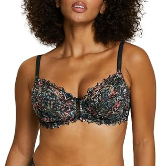 sans Complexe Soutien Gorge Emboitant avec Armatures, Modèle Arum Mosaïc, Dentelle Florale avec imprimé Multicolore, Jeux de laçages féminins à l'entre-Seins, Imprimé Floral Magnolia, 95D