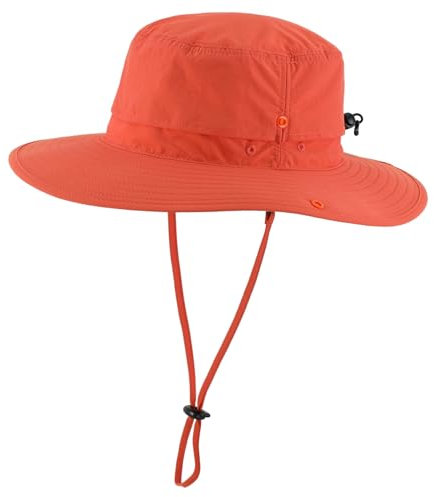 Decentron Boonie-Sonnenhut mit breiter Krempe, für den Außenbereich, LSF 50+, wasserabweisend, Angeln, Wandern, Safari-Hut, Orange, Einheitsgröße