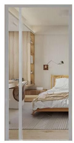 BESTORI Magnet Fliegengitter Tür Insektenschutz Fliegenvorhang Seitliche Öffnung Ohne Bohren für Balkontür Terrassentür Kellertür 140 x 220 cm, Grau