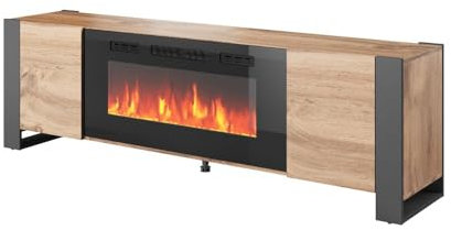 XXAD553TY Chimenea de Pared Mueble de TV for TV, Chimenea incluida, Mueble de Sala de Estar, Soporte for TV, Soporte for TV con Chimenea Blanca Chimenea(Wood Grain)