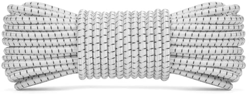 Abma Cord Gummirep 5mm 10M Elastisk Sladd Spännrep Elastiskt Rep Expanderrep för Presenning, Släpvagn, Ryggsäck, Tältstång, Kajak - Vit&Svart