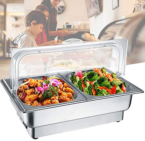Stainless Steel Chafing Dish 9L Commercial Buffet Server with Warming Tray Catering Food Warmers for Buffet Wedding or Party (600W/220V)