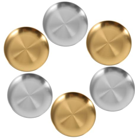 FIXOSHEE Assiettes à Salade Plates Polyvalentes et Faciles à Entretenir en Acier Inoxydable Lot de 6 Rondes Cuisine Maison et Aventures en Plein Air