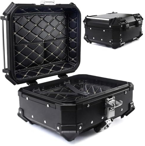 Baule Per Moto Da 28 L Bauletto Per Moto In Alluminio Baule Da Viaggio Baule Per Bagagli Con Chiusura Di Sicurezza Per Riporre Il Casco Baule Per Moto Impermeabile(Nero)