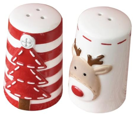 AUTSUPPL 2pcs Christmas Pepper Shaker Salt and Pepper Shaker Ceramic Spice Jars for Kitchen Seasoning Holders