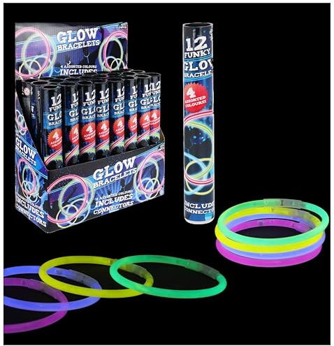 HENBRANDT 144 Stück leuchtende Neon-Leuchtstäbe und Verbindungsstücke, 21 cm, Leuchtstab-Armbänder, leuchtet im Dunkeln, Partyzubehör für Halloween, Weihnachten, NYE-Partys und Festivals, für Kinder