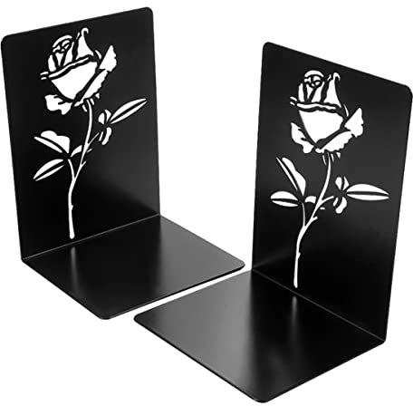 LALAFINA Dekorative Buchstützen Blumenmuster 2 Stück Hohl Metallbuchstütze Tisch Buchständer Für Büro Zuhause Schreibtischregal