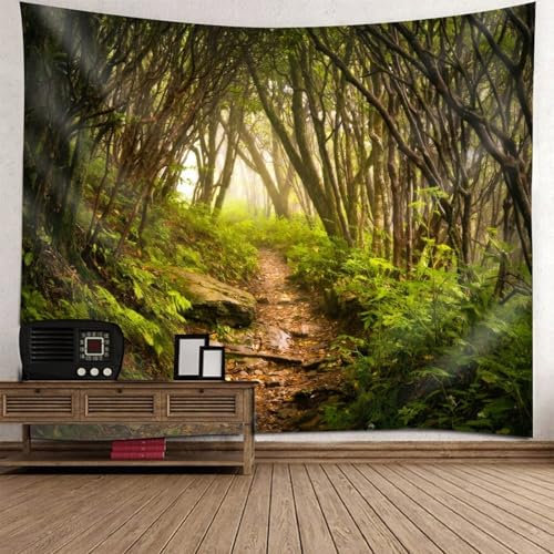 Aotiwe Wand Tuch Deko, Wandvorhang Hochzeit Bäume Pfad Natur Landschaft Grün Braun Wandtücher Aesthetic 260x240cm