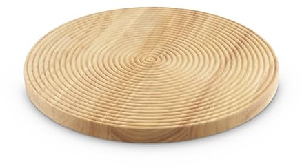 Sur La Table Round Large Chopping Board for Meats, Vegetables and Fruits, Easy to Clean, Made with FSC Certified Materials, 38.1 x 38.1cm, Colour Me Happy, Natural Wood, SLT847084