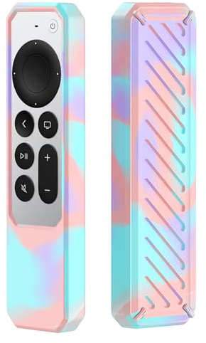 Mando Funda de Silicona para Apple TV 4K / HD 2 Generación 2021 y 3 Generación 2022, Carcasa de Funda Mando a Distancia Antideslizante, Funda de Silicona Control Remoto Ligera Protección Rosa Azul