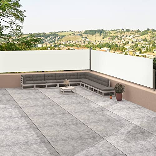 Toldo lateral retráctil color crema, 117 x 1200 cm, para exteriores, para jardín, balcón y terraza