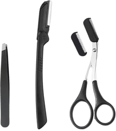 OUDQFCJ Forbici per sopracciglia, Forbici per sopracciglia uomo e donna, Acciaio inox con pettine, Forbici professionali per ciglia