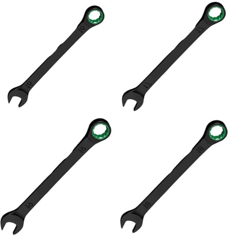 Avejjbaey Heavy Dutys - Llave de trinquete combinada con diseño de cabeza de doble función, juego de llaves de trinquete de cuerpo de acero forjado industrial