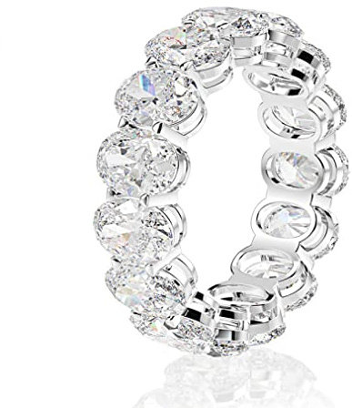 925 Sterling Silver Oval Moissanite Gemstone Engagement Cluster Ring Wedding Band smycken