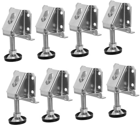 Angoily 8pcs Heavy Duty Wardrobe Adjusting Feet Furniture Cabinet Adjustable Feet Workbench Leveler Legs Table Riser Levelers Silver