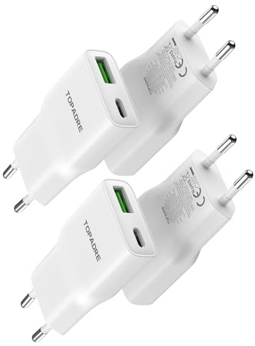 Chargeur USB C 20W, 4 Pack de Adaptateurs Secteur USB C Multi-Usage pour iPhone 16/16 Pro/16 Pro Max/16 Plus/15 14 13 12 11 X XS, Chargeur Rapide pour T¡§|l¡§|Phone, Prise de Charge. Blanc