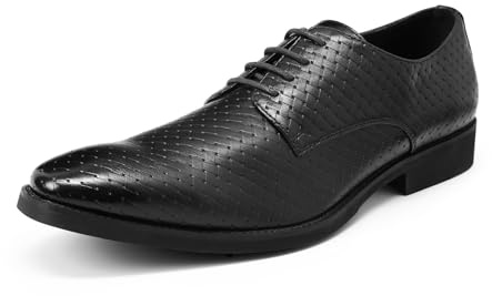 Allthemen Chaussure Homme Ville Classique Oxford à Lacets Business Basse Derby en Cuir Légères Mariage Confortable Noir 42