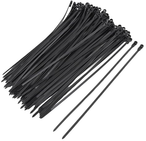 YWBL-WH Juego de 100 Bridas para Cables Negras con Orificios de Montaje para Tornillos, Bridas para Cables de Plástico de 4,8 X 300 Mm para Organización del Hogar, Instalaciones