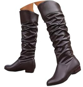 Slouchy knähöga stövlar för kvinnor spetsig tå bekväma och moderiktiga höst vinter långa stövlar för kvinnor mode och bekväm promenadstövel, D kaffe, 4 UK Wide