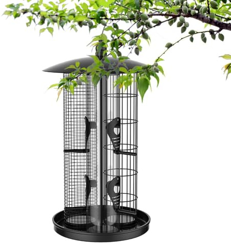 Comederos para Aves de Exterior - Alimentador de Tubo Triple Resistente a la Intemperie | Comederos para Exterior Resistentes a Ardillas | para Atraer Carboneros y Colibríes, Alimento, Jardín, Patio,
