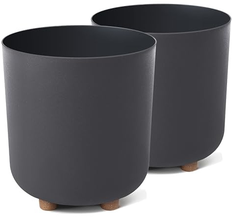 Tymar Übertöpf mit Füßen, 2-er Pack Blumenübertopf, Blumentopf, matt, Pflanzgefäß für Außen und Innen_Sofia (Anthrazit, ø 24 cm)