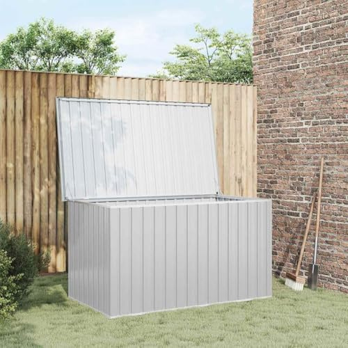 Brokky Gartenbox wasserdicht Metall Auflagenbox Gartentruhe Outdoor Kissenbox wetterfest Aufbewahrungsbox Werkzeugkasten für Garten Balkon-Grau-171 x 99 x 93 cm