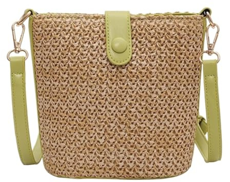 Stråväska Kvinnor Small Straw Axelväska Handvävda Crossbody-väskor Med Rem För Kvinnor(Grün)