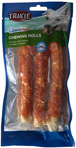 TRIXIE glutenfreie Hühnchen Kaurollen Denta Fun Chicken Chewing Rolls, 17 cm, 3 St./140 g - 31327