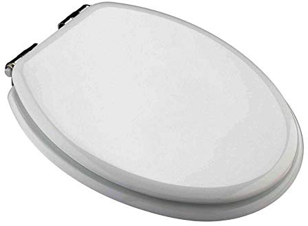 MSV WC Sitz Toilettendeckel MDF mit Absenkautomatik in Weiß, Edelstahl, 30 x 20 x 15 cm