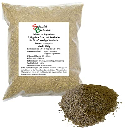 50-75 m² Schmetterlingswiese 0,5 kg (ohne Gras, mit Saathelfer) – für sandige Standorte 500g Wildblumenmischung Blumenmischung