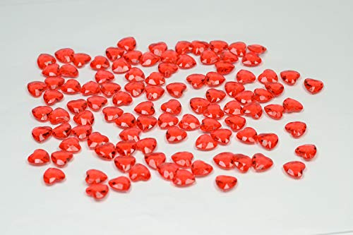 Unbekannt 1000 Deko-Steine Herzen 1,2 cm (rot 250) // Dekosteine Streudeko Tischdeko Kunststoffherzen Steine PVC Acryl 12mm