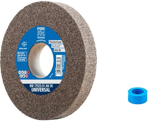 PFERD Schleifbockscheibe UNIVERSAL, 175x25x51mm, A36, 39009710 – Harte Schleifscheibe für universelle Schleifaufgaben, mit Reduzierhülse (32mm)