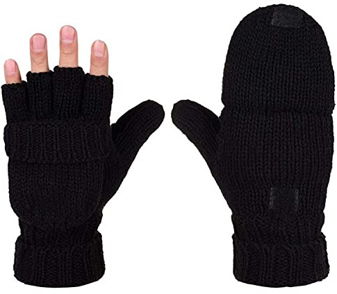AOKAY Damen Winter Fingerlose Handschuhe Fingerlose Handschuhe Strickhandschuhe mit Klappfinger
