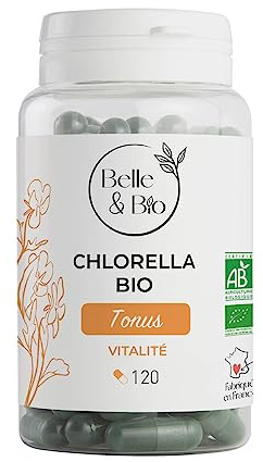DETOX & ANTI-FATIGUE - Chlorella certifié Bio - Vitalité - Pilulier de 120 gélules - Cure 2 mois - Complément Alimentaire BELLE&BIO - Fabriqué en France