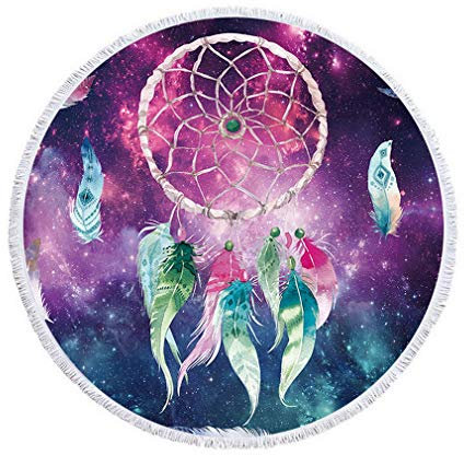 Nunbee Rundes Strandtuch Wandbehäng Mandala orientalisch Wald Tapisserie Meer Psychedelic Hanging Hippie Natur Beach Yoga Tischdecke Picknickdecke, Traumfänger 1 150 * 150cm
